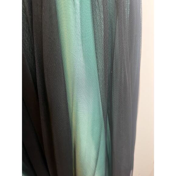 Cache Vintage Teal Black Y2k Fairy Halter Chiffon Fit & Flare Party Dress size 6 - Picture 5 of 7